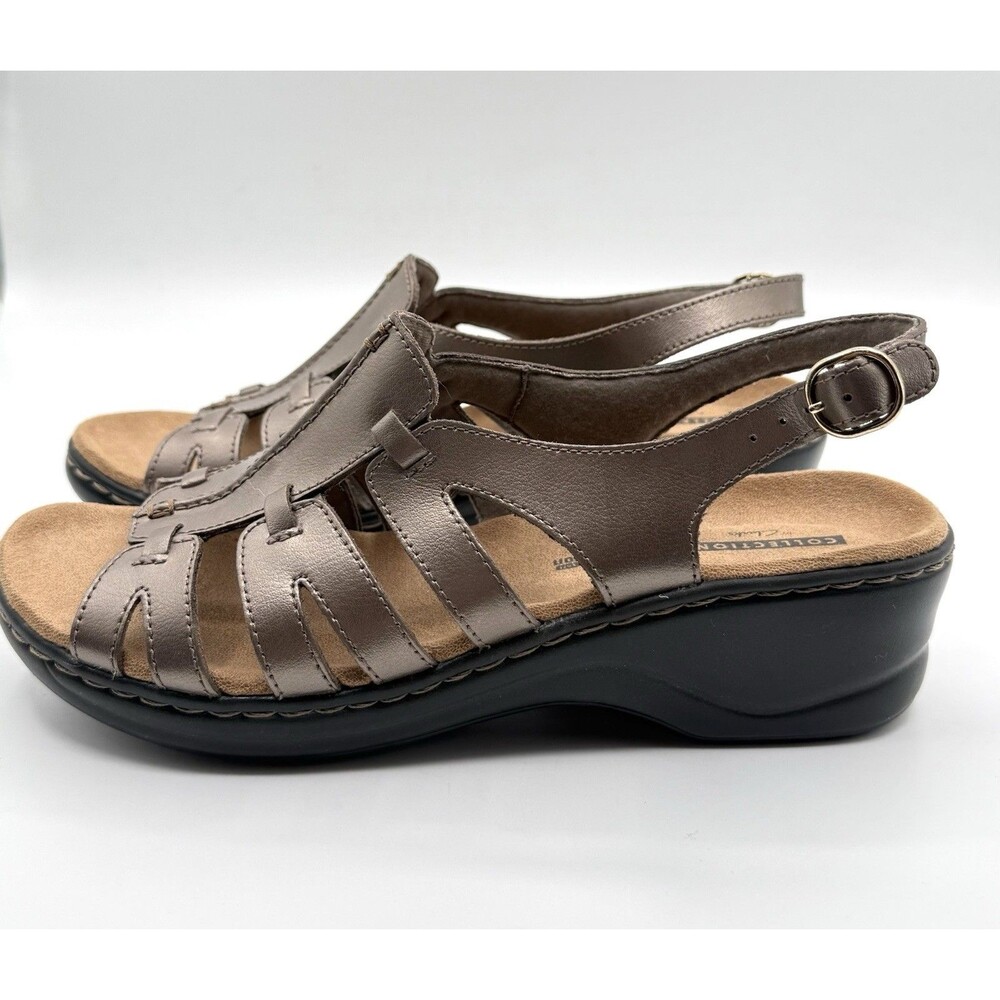 Clarks Metallic Taupe Slingback Sandals - Picture 2 of 5